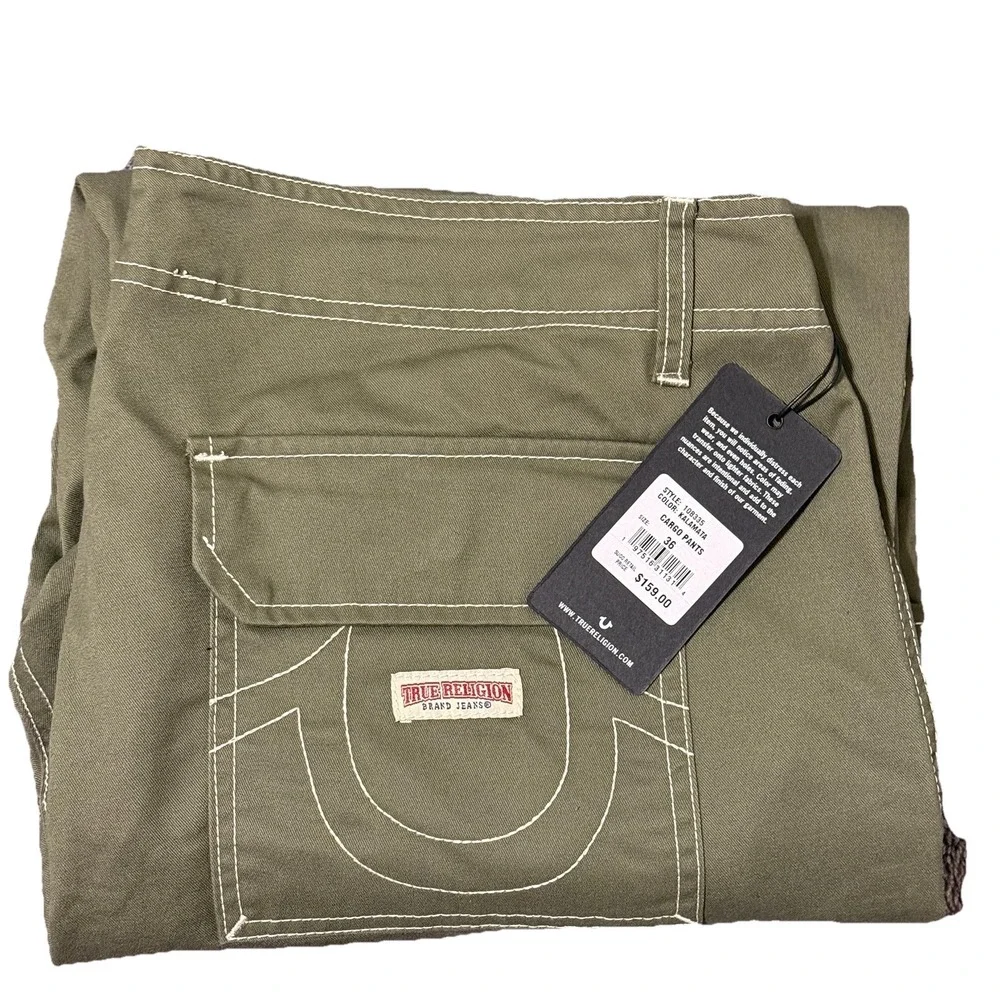 True Religion Men's Cargo‎ Pants Kalamata Green 36x31 Utility Streetwear